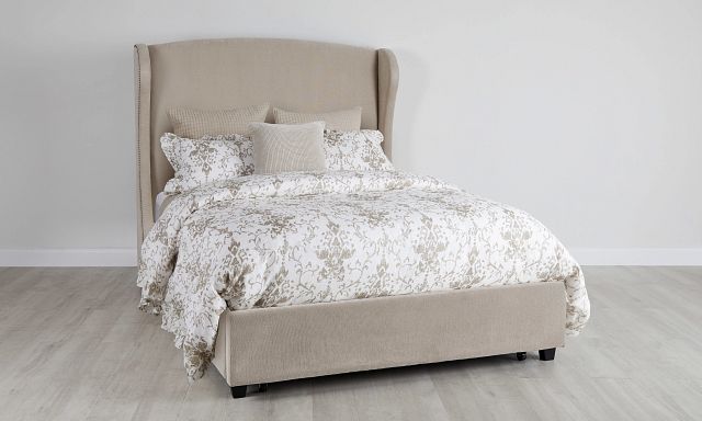 Cora Taupe Uph Platform Storage Bed