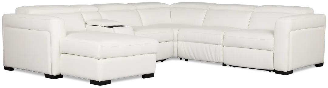 Melody White Storage Small Dual Power Left Chaise Sectional