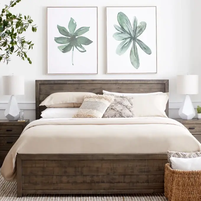 Gray Wood Platform Bed