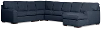 Sinclair Dark Blue Fabric Right Chaise Memory Foam Sleeper Sectional
