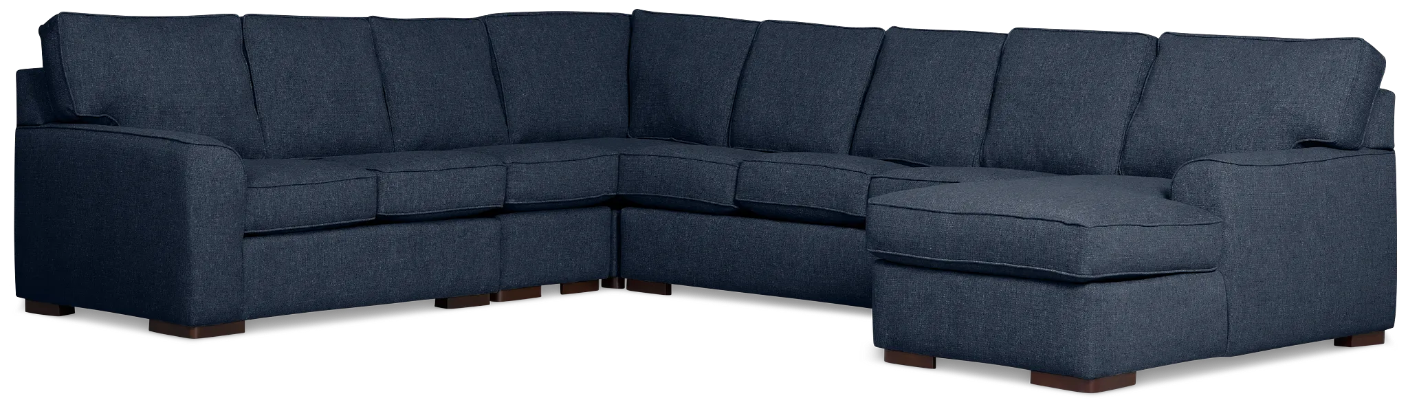 Sinclair Dark Blue Fabric Right Chaise Memory Foam Sleeper Sectional