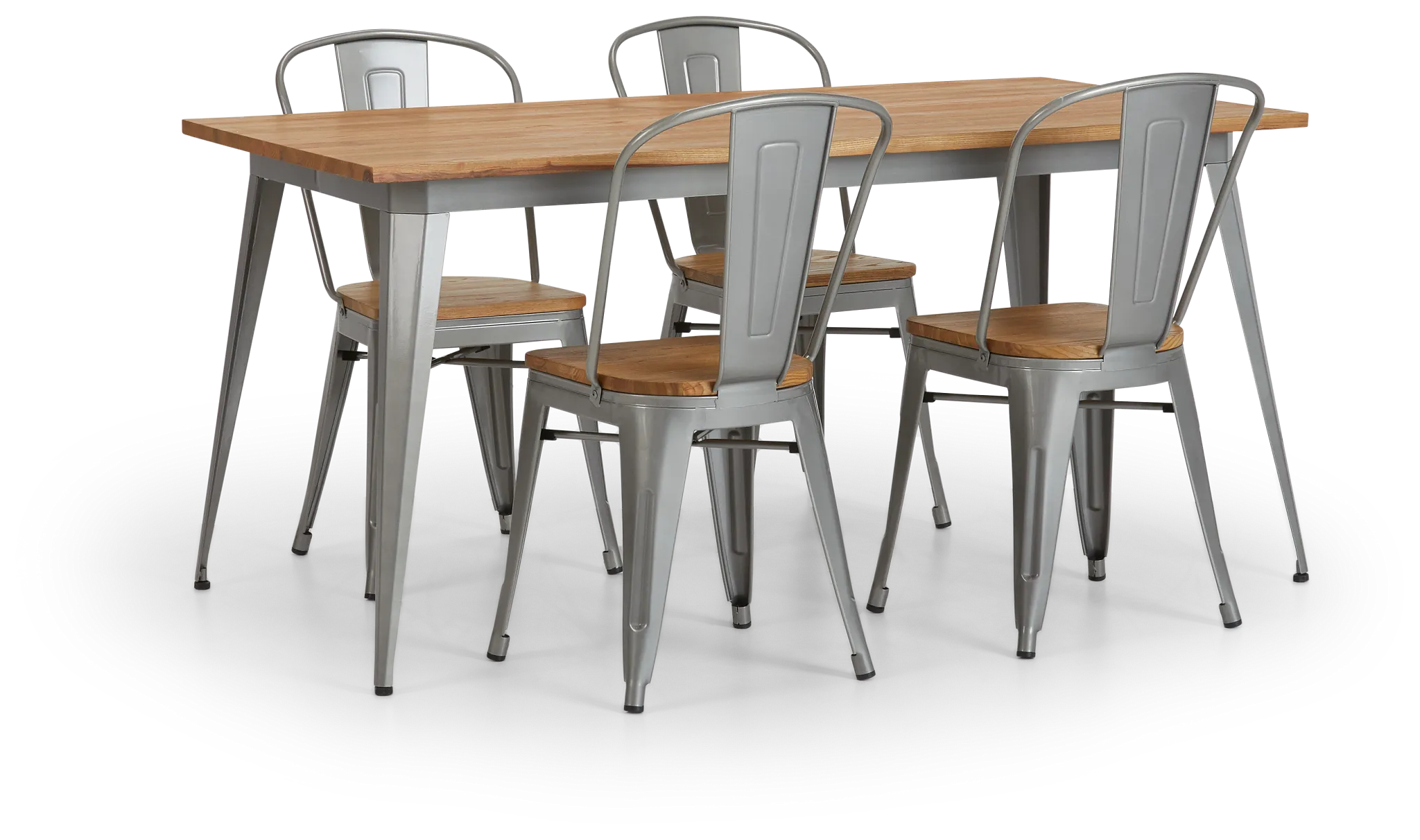 Huntley Light Tone Rect Table & 4 Wood Chairs