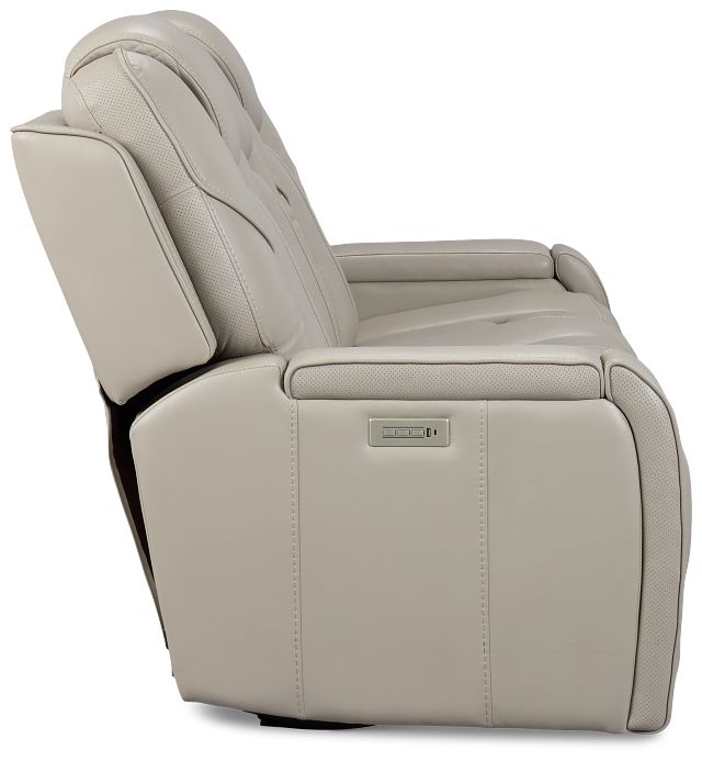 Eclipse Light Gray Lthr/vinyl Power Reclining Sofa W/ Massage