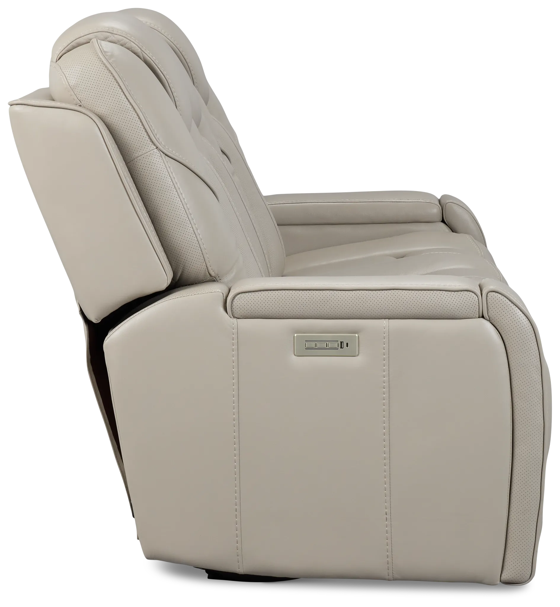 Eclipse Light Gray Lthr/vinyl Power Reclining Sofa W/ Massage