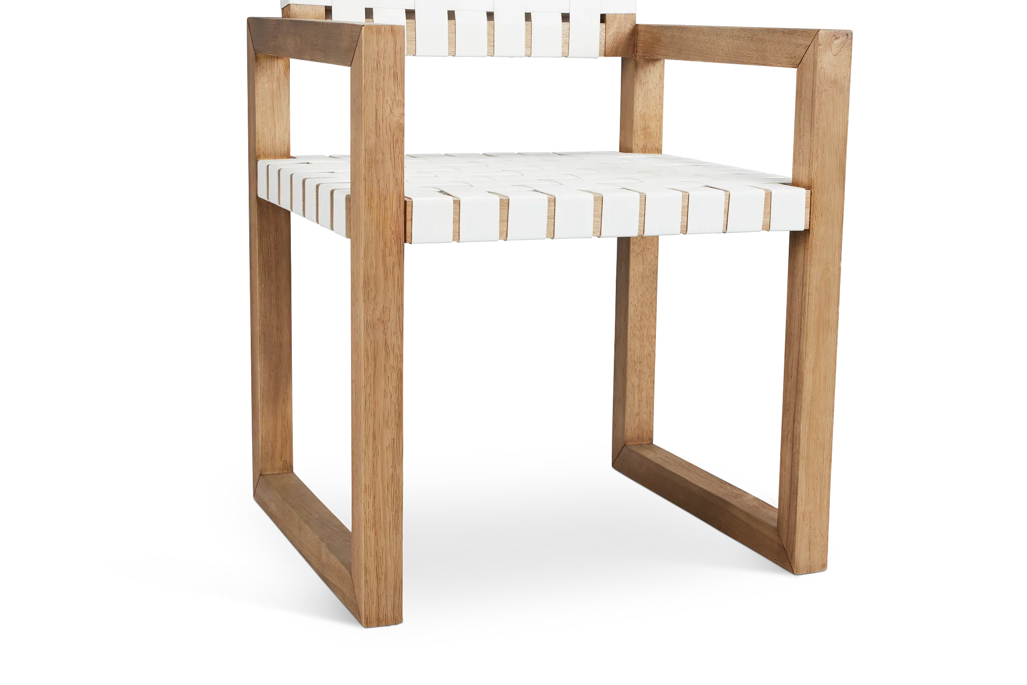 Haven White Woven Leather Arm Chair