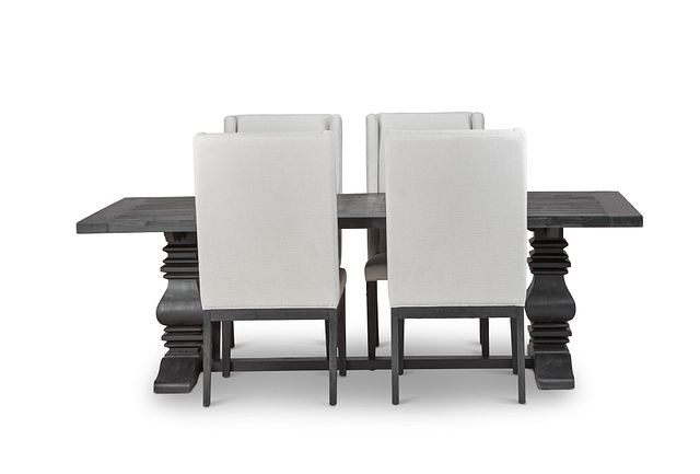 Hadlow Black 95" Rectangular Table & 4 Upholstered Chairs