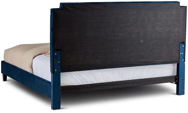 Whitney Dark Blue Uph Platform Bed