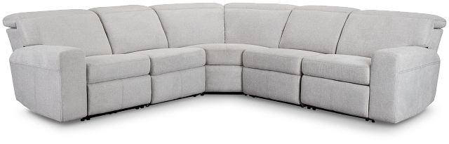Callum Light Gray Fabric Small Two-arm Power Reclining Sectional