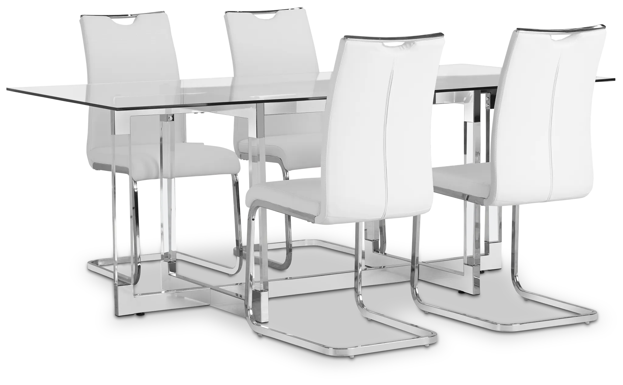 Denmark Glass Rect Table & 4 Upholstered Chairs