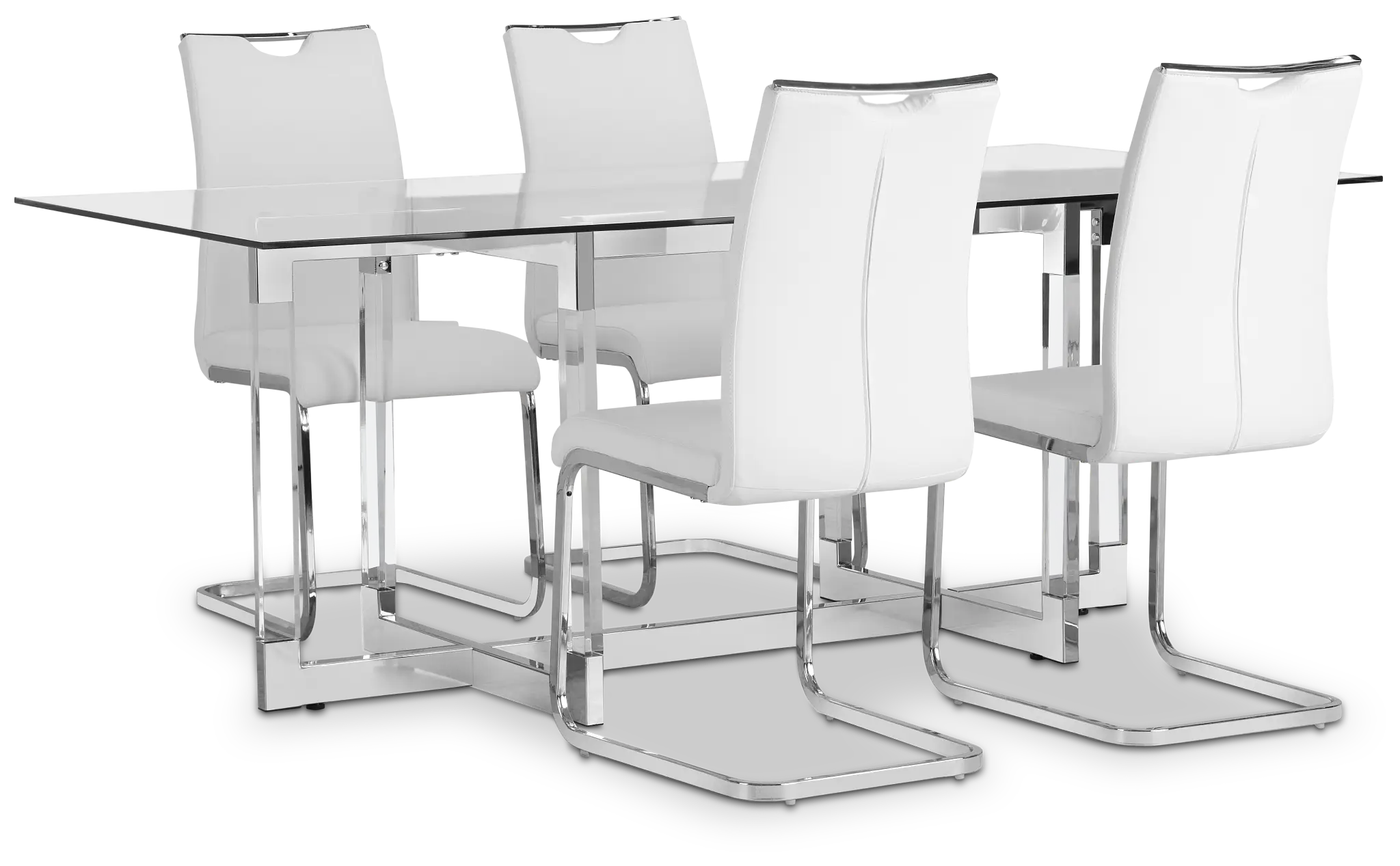 Denmark Glass Rect Table & 4 Upholstered Chairs Denmark Glass Rect Table & 4 Upholstered Chairs