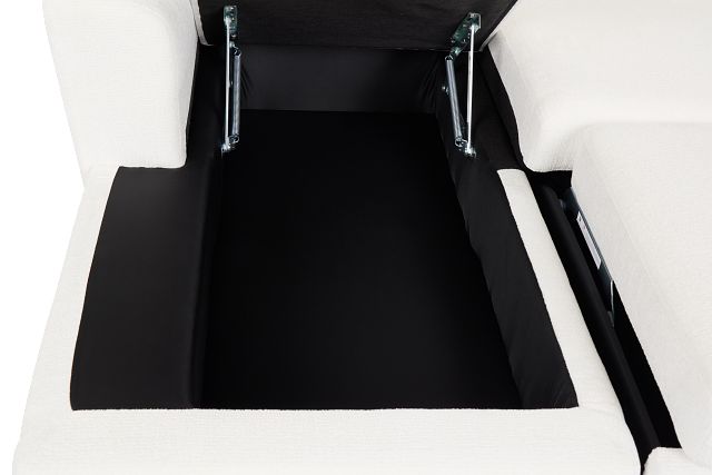 Everly White Fabric Double Chaise Sleeper Storage Sectional