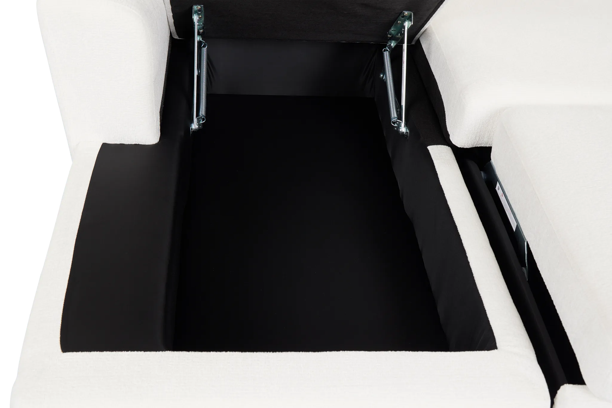 Everly White Fabric Double Chaise Sleeper Storage Sectional