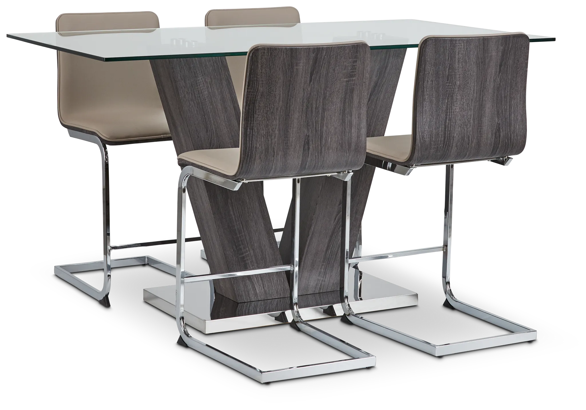 Kendall Glass High Table & 4 Upholstered Barstools