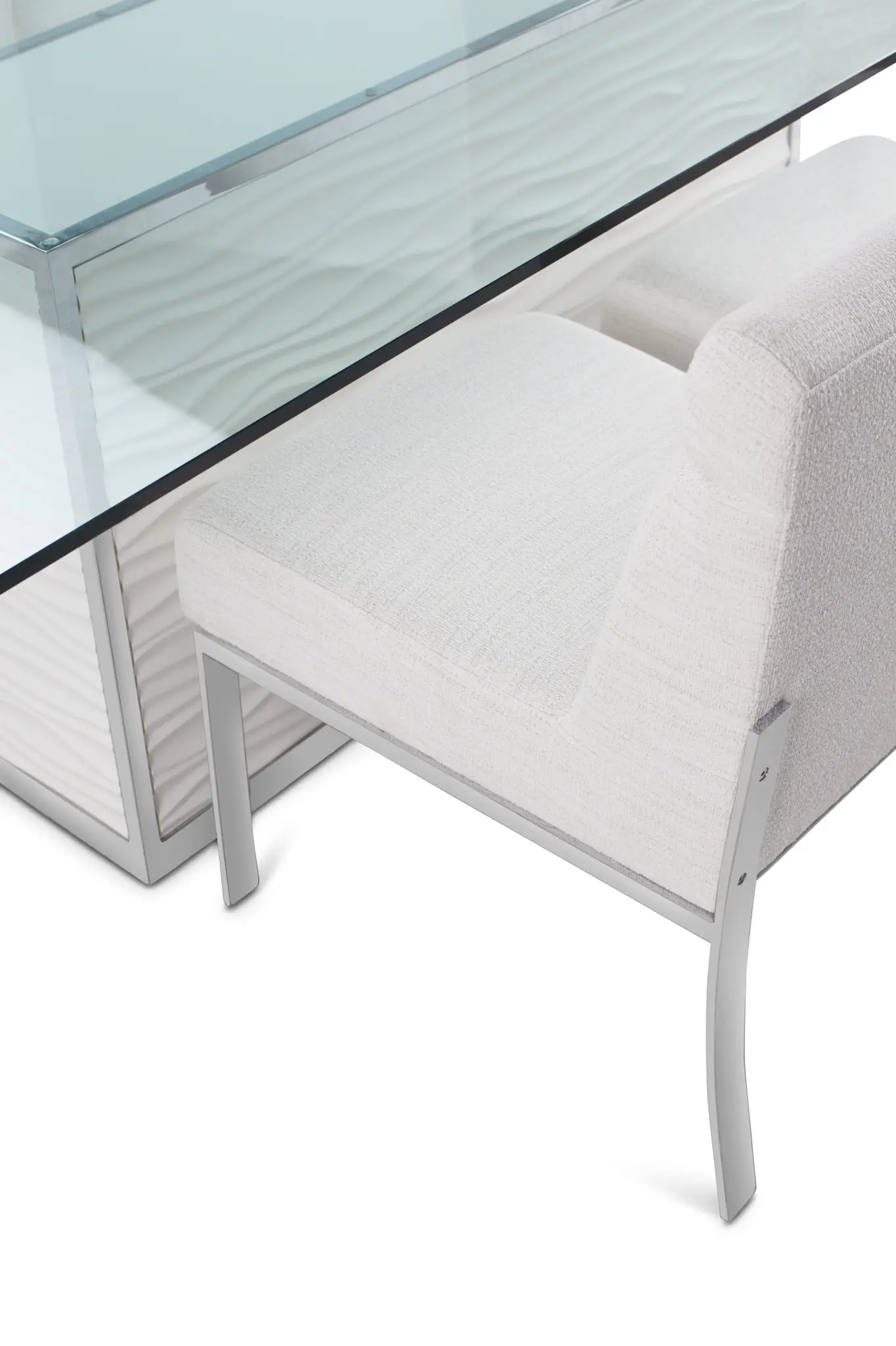Ocean Drive 100" Glass Table & 4 Upholstered Chairs Ocean Drive 100" Glass Table & 4 Upholstered Chairs