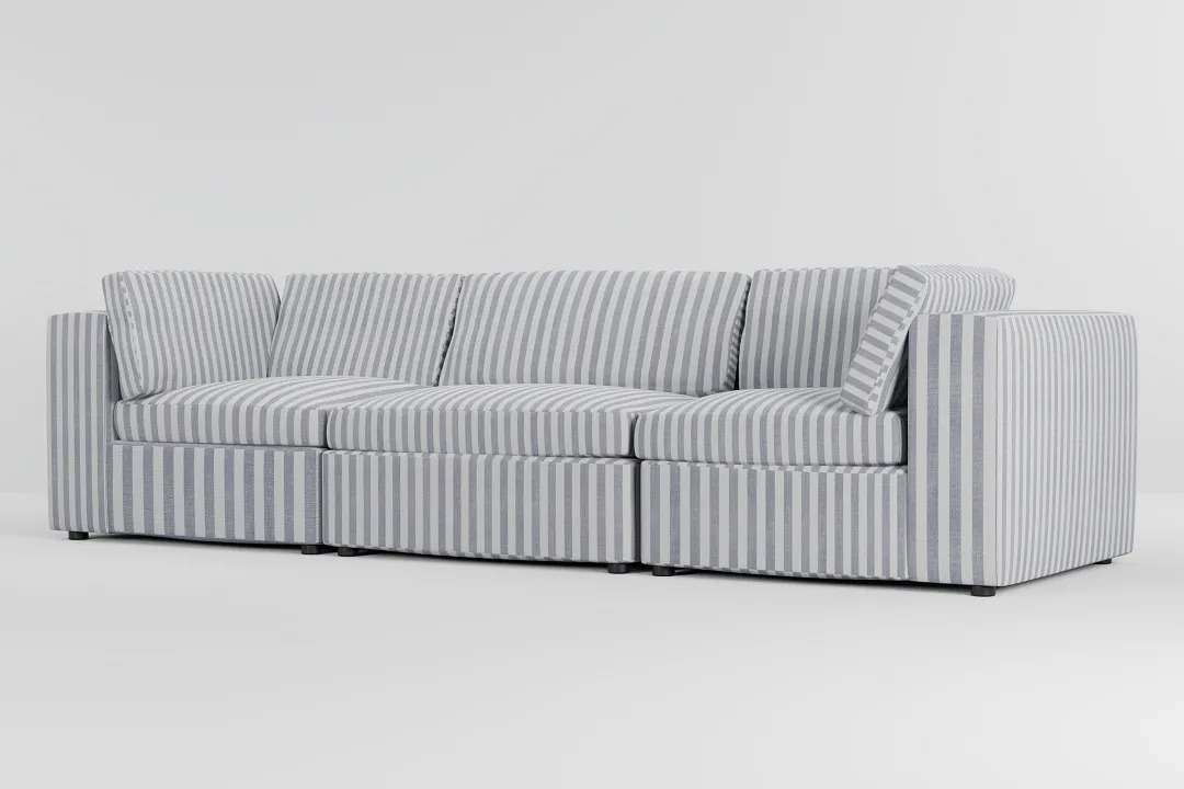 Destin Sea Lane Dark Blue Fabric 3-piece Modular Sofa