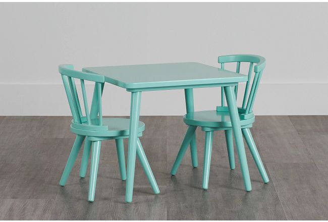 Windsor Light Blue Table & 2 Chairs
