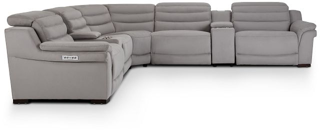 Sentinel Light Gray Micro Large Dual Power Sectional With Music Console