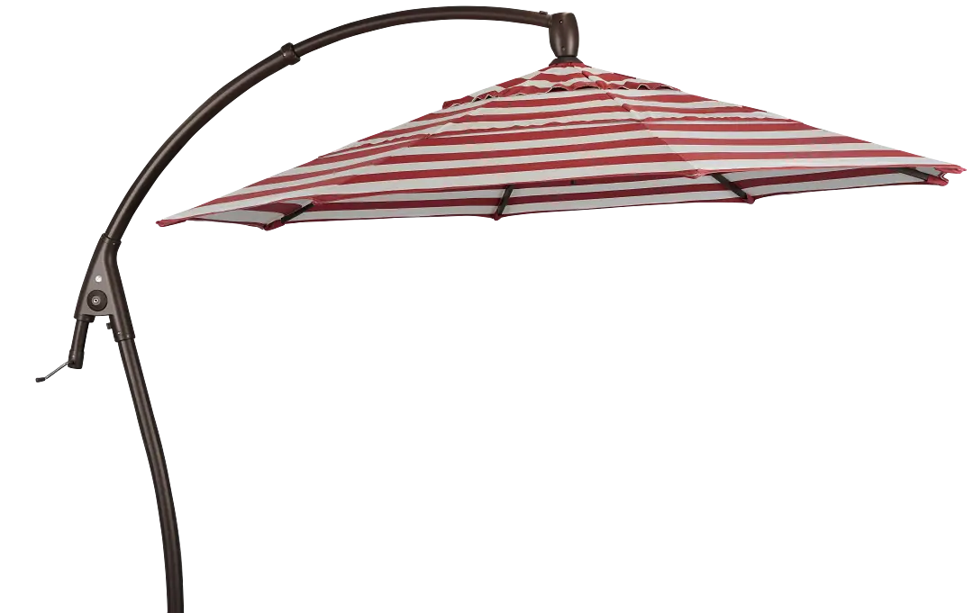 Belize Red Stripe Cantilever Umbrella Belize Red Stripe Cantilever Umbrella