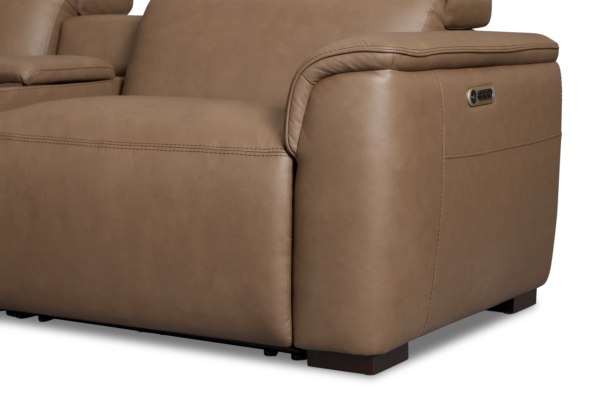 Brodie Dark Brown Lthr/vinyl Large Dual Power Reclining Two-arm Sectional
