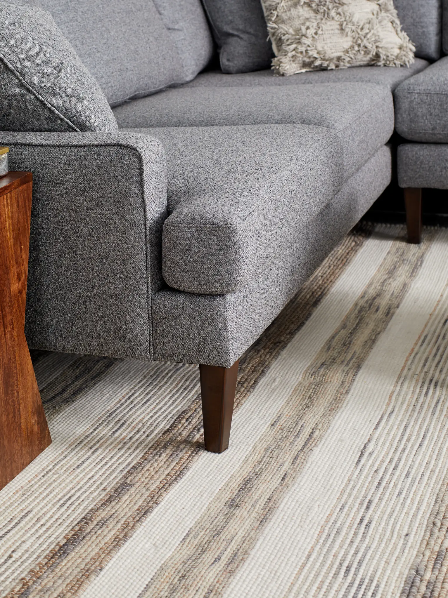 Morgan Dark Gray Fabric Medium Right Chaise Sectional W/ Wood Legs Morgan Dark Gray Fabric Medium Right Chaise Sectional W/ Wood Legs