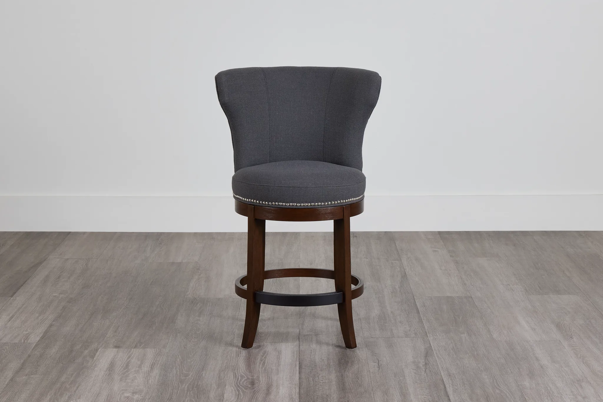 Cayden Dark Gray Fabric 24" Swivel Barstool