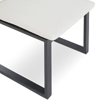 Linear Dark Gray White 86" Teak Table & 4 Cushioned Side Chairs