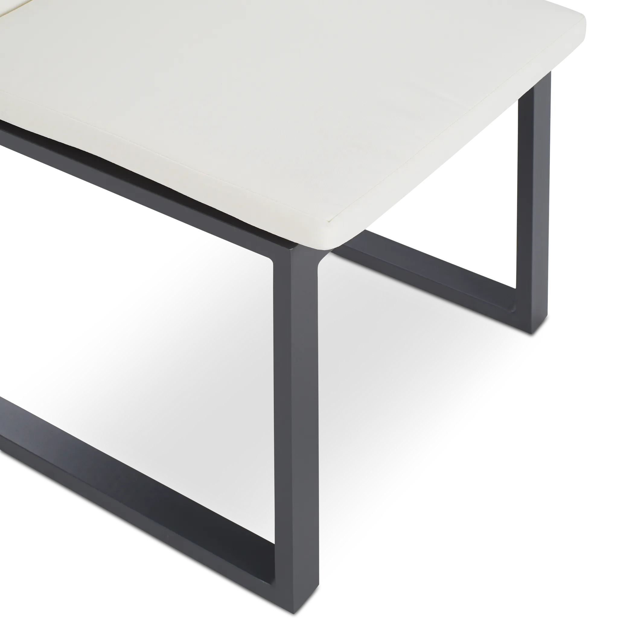 Linear Dark Gray White 86" Teak Table & 4 Cushioned Side Chairs