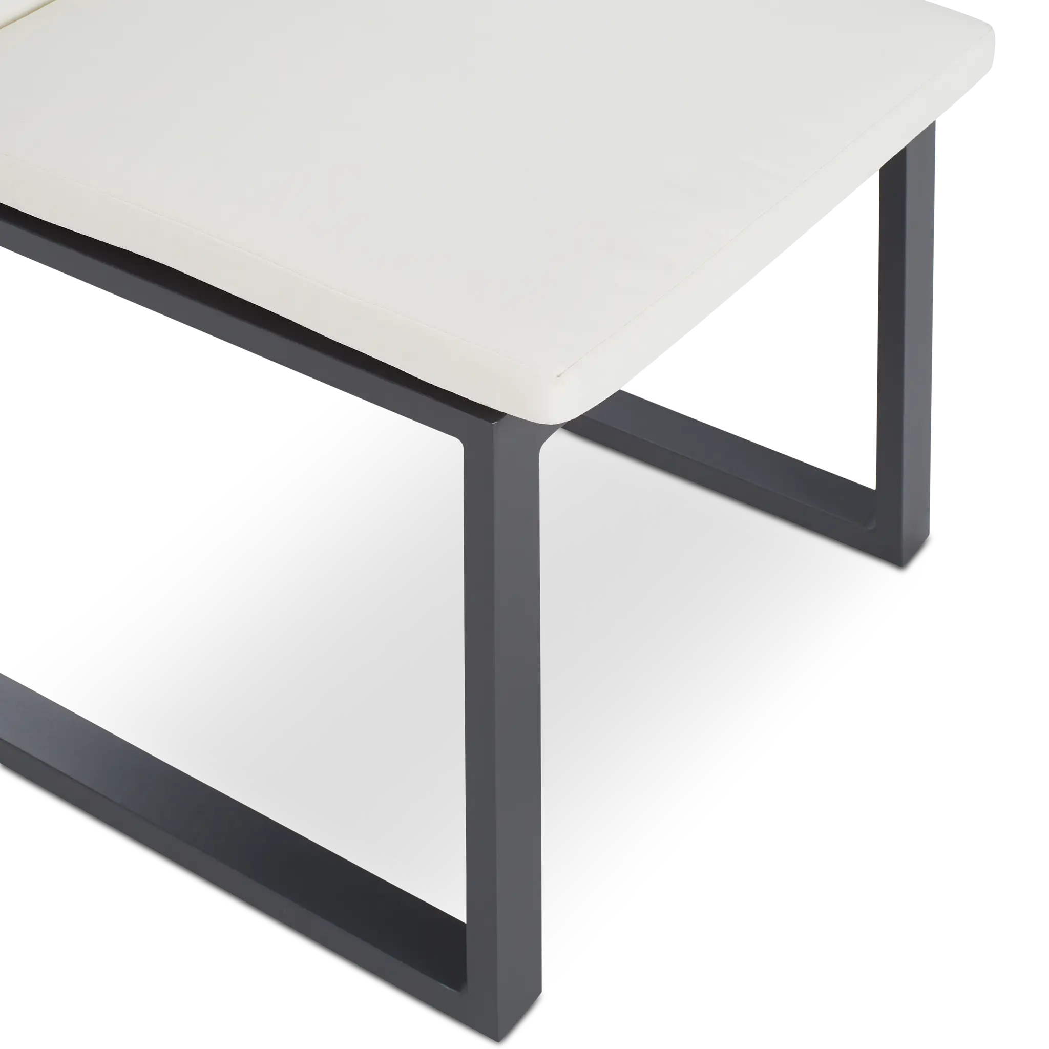 Linear Dark Gray White 86" Teak Table & 4 Cushioned Side Chairs Linear Dark Gray White 86" Teak Table & 4 Cushioned Side Chairs