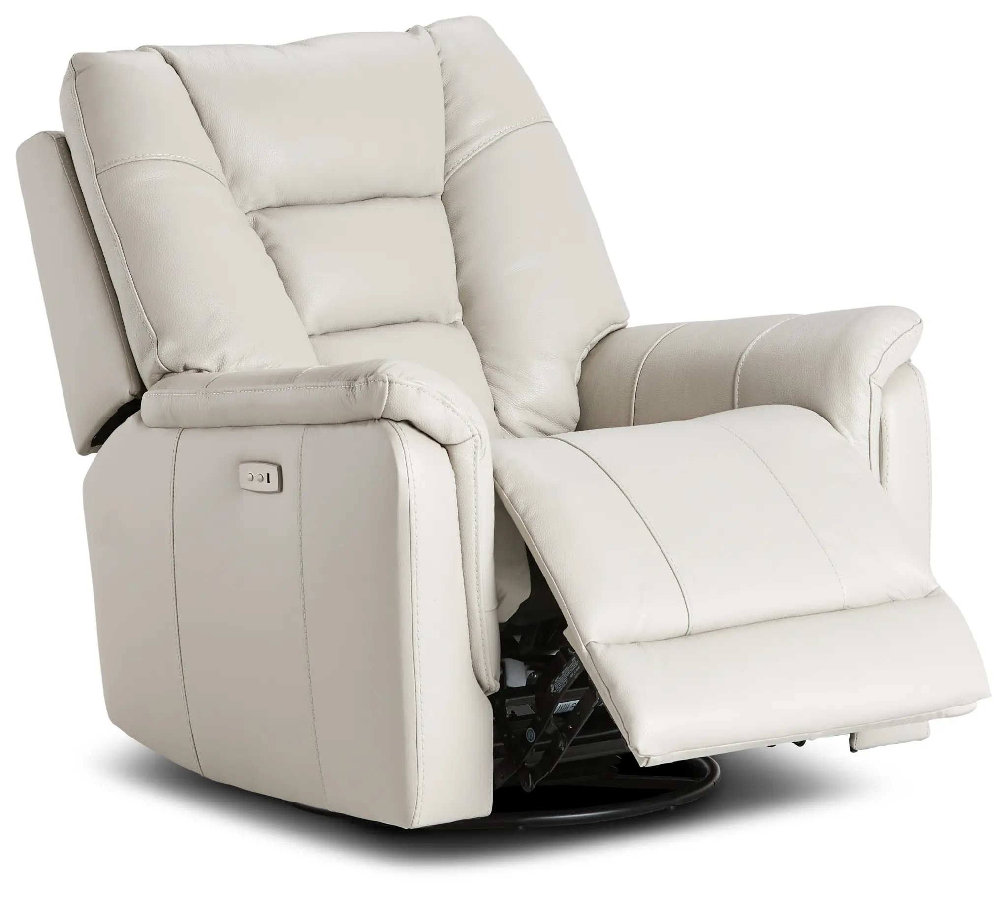 Owen Light Gray Leather Power Swivel Glider Recliner Owen Light Gray Leather Power Swivel Glider Recliner