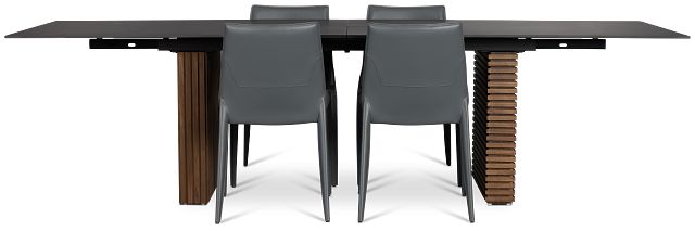 Wayne Two-tone Rect Table With 4 Gray Upholstered Side Chairs