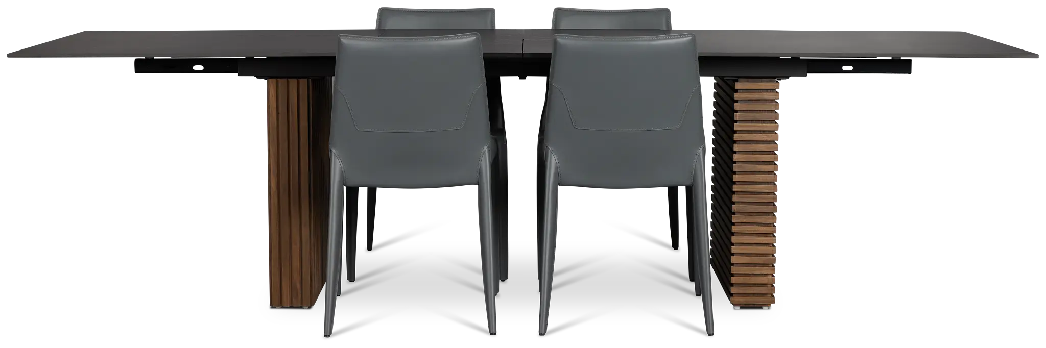 Wayne Two-tone Rect Table With 4 Gray Upholstered Side Chairs Wayne Two-tone Rect Table With 4 Gray Upholstered Side Chairs