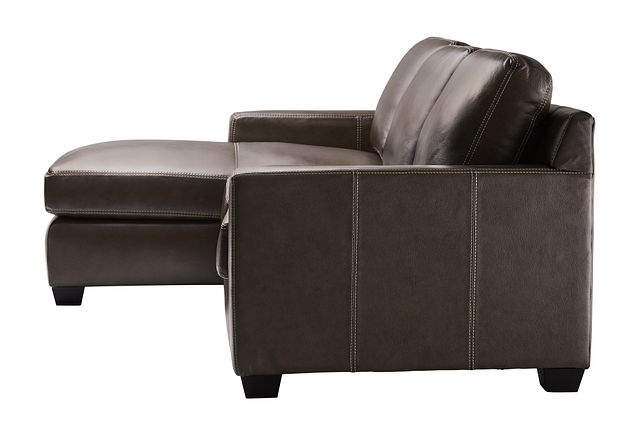 Carson Dark Brown Leather Small Left Chaise Sectional (2)