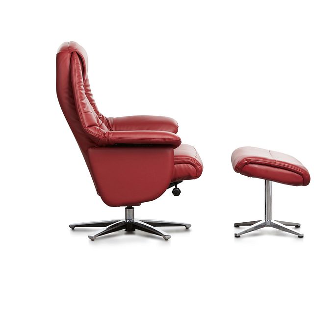 Jones Red Micro Recliner & Ottoman