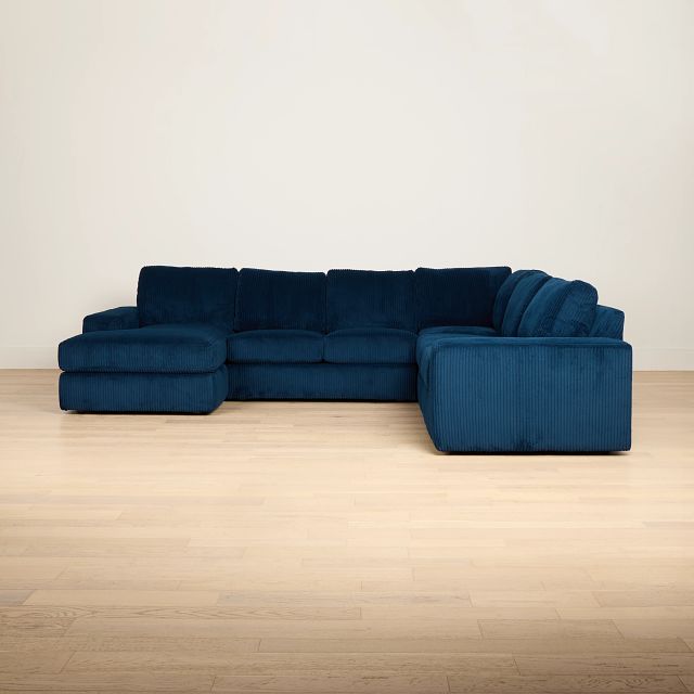 Charlie Dark Blue Fabric Medium Left Chaise Sectional