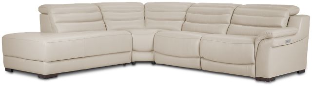 Sentinel Taupe Lthr/vinyl Small Dual Power Left Bumper Sectional