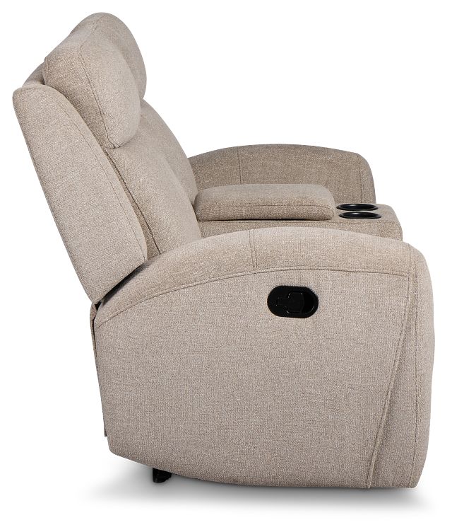 Walker Beige Fabric Reclining Console Loveseat