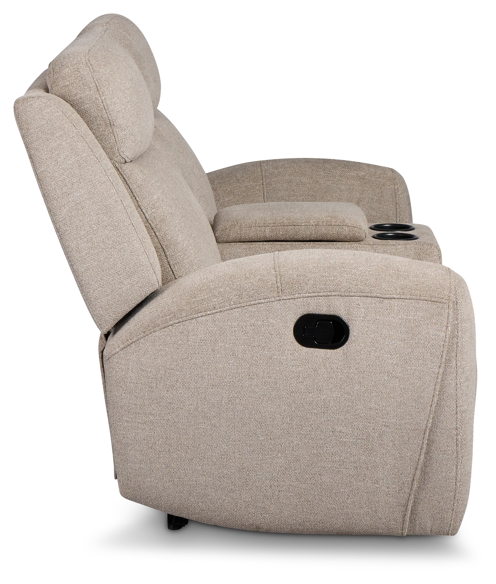 Walker Beige Fabric Reclining Console Loveseat