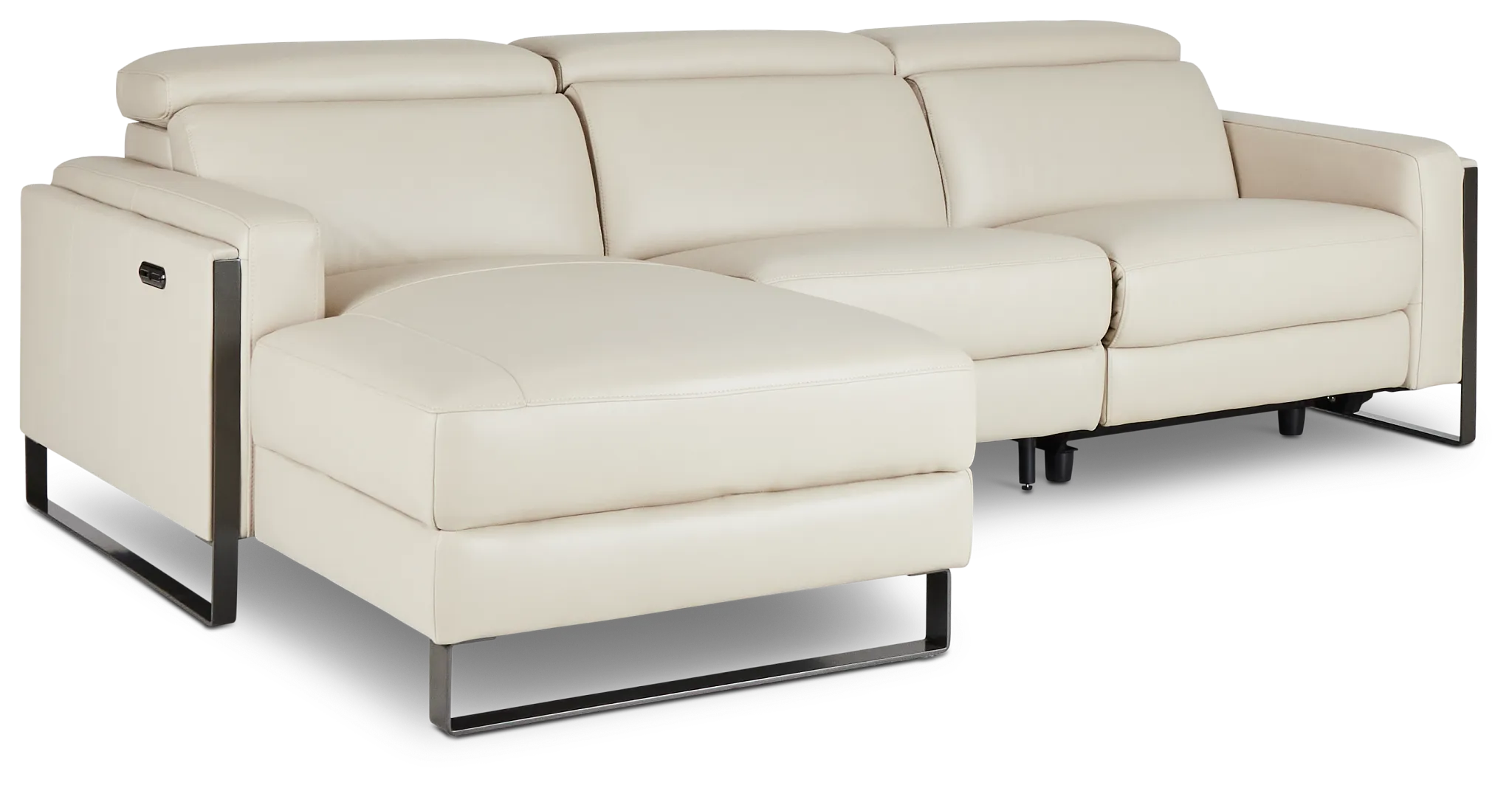 Atlas Taupe Lthr/vinyl Left Chaise Power Reclining Sectional