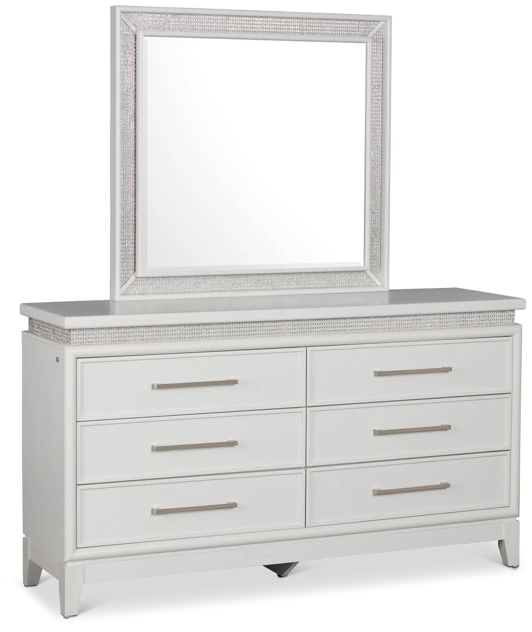 Alessandria White Lighted Dresser & Mirror