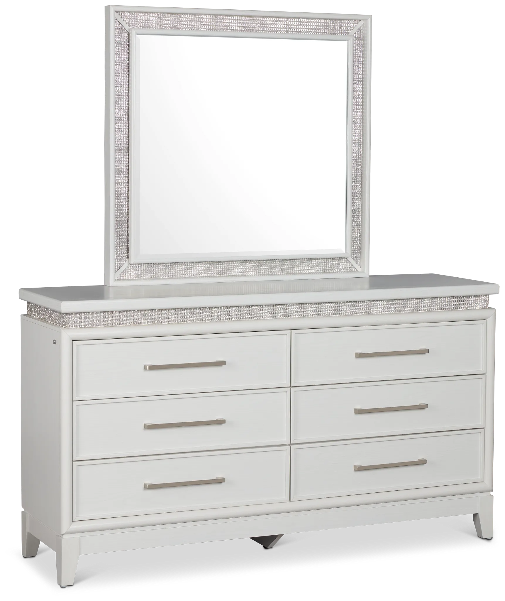Alessandria White Lighted Dresser & Mirror