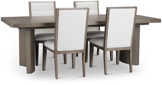 Soho Light Tone Rectangular Table & 4 Upholstered Chairs