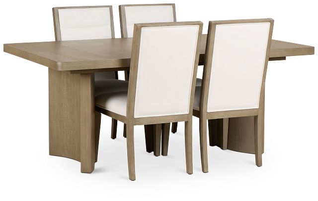 Soho Light Tone Rectangular Table & 4 Upholstered Chairs