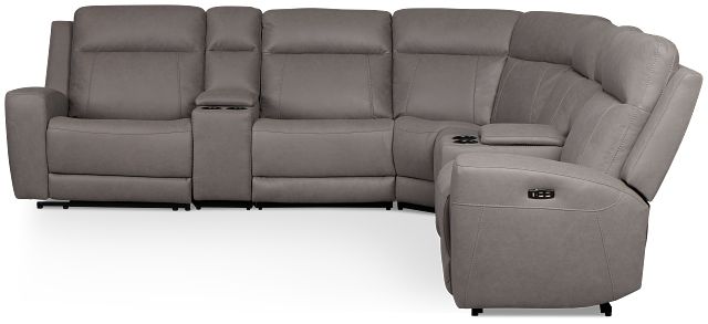 Colton Light Gray Micro Large Triple Power Reclining Two-arm Sectional