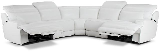 Reign White Lthr/vinyl Small Two-arm Power Reclining Sectional