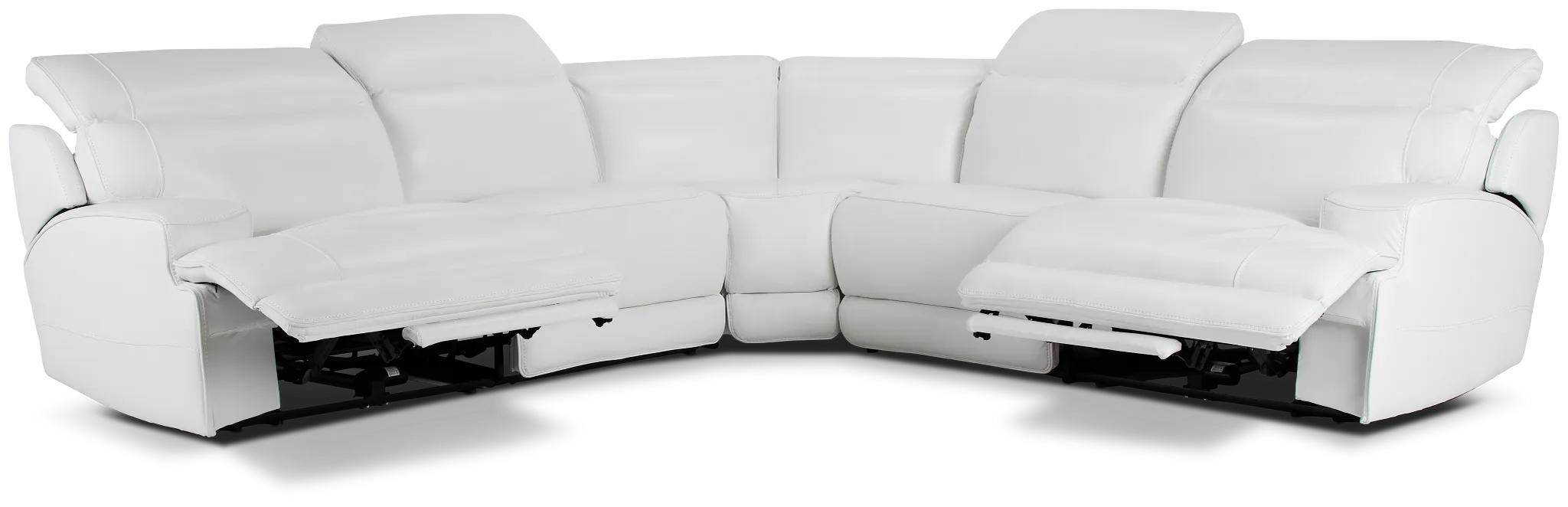 Reign White Lthr/vinyl Small Two-arm Power Reclining Sectional