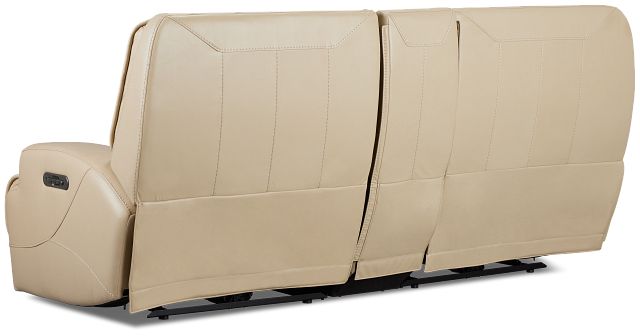Casey Light Beige Lthr/vinyl Power Reclining Console Sofa