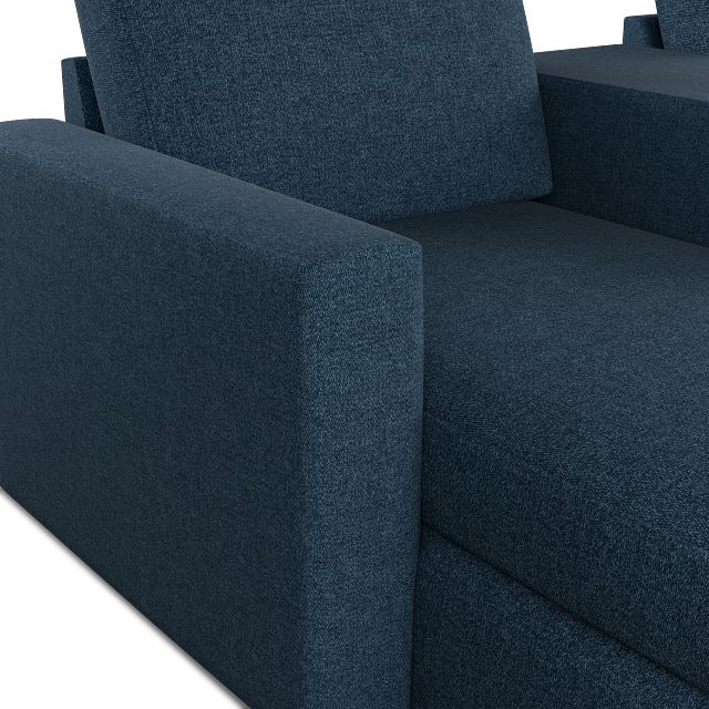 Citymod Blue Fabric Small Left Chaise Sectional With Media Console