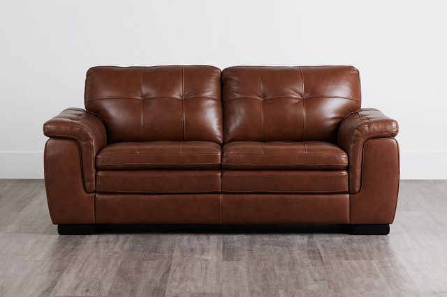 Braden Medium Brown Leather Loveseat