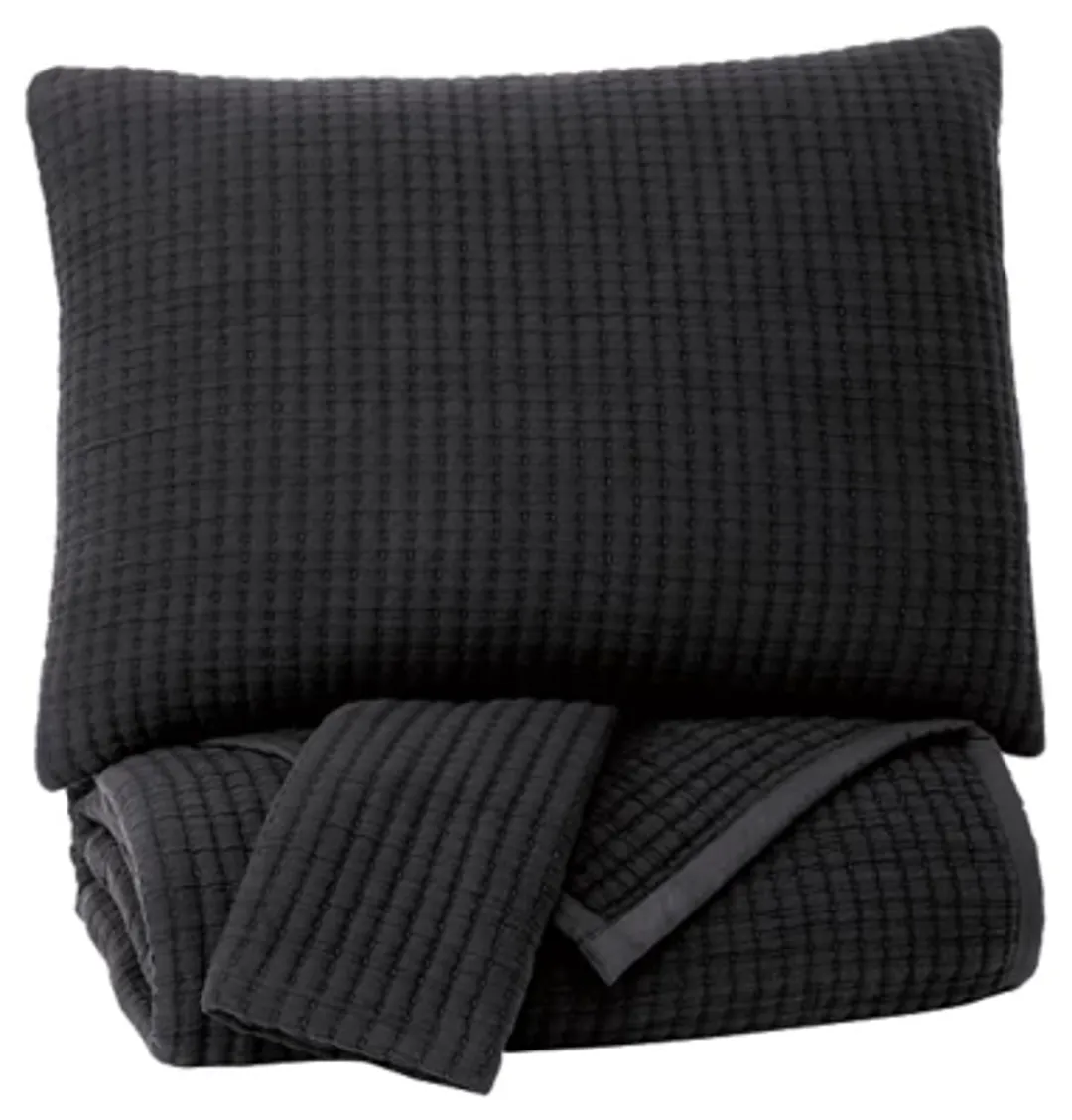Thornam Black 3 Piece Coverlet Set