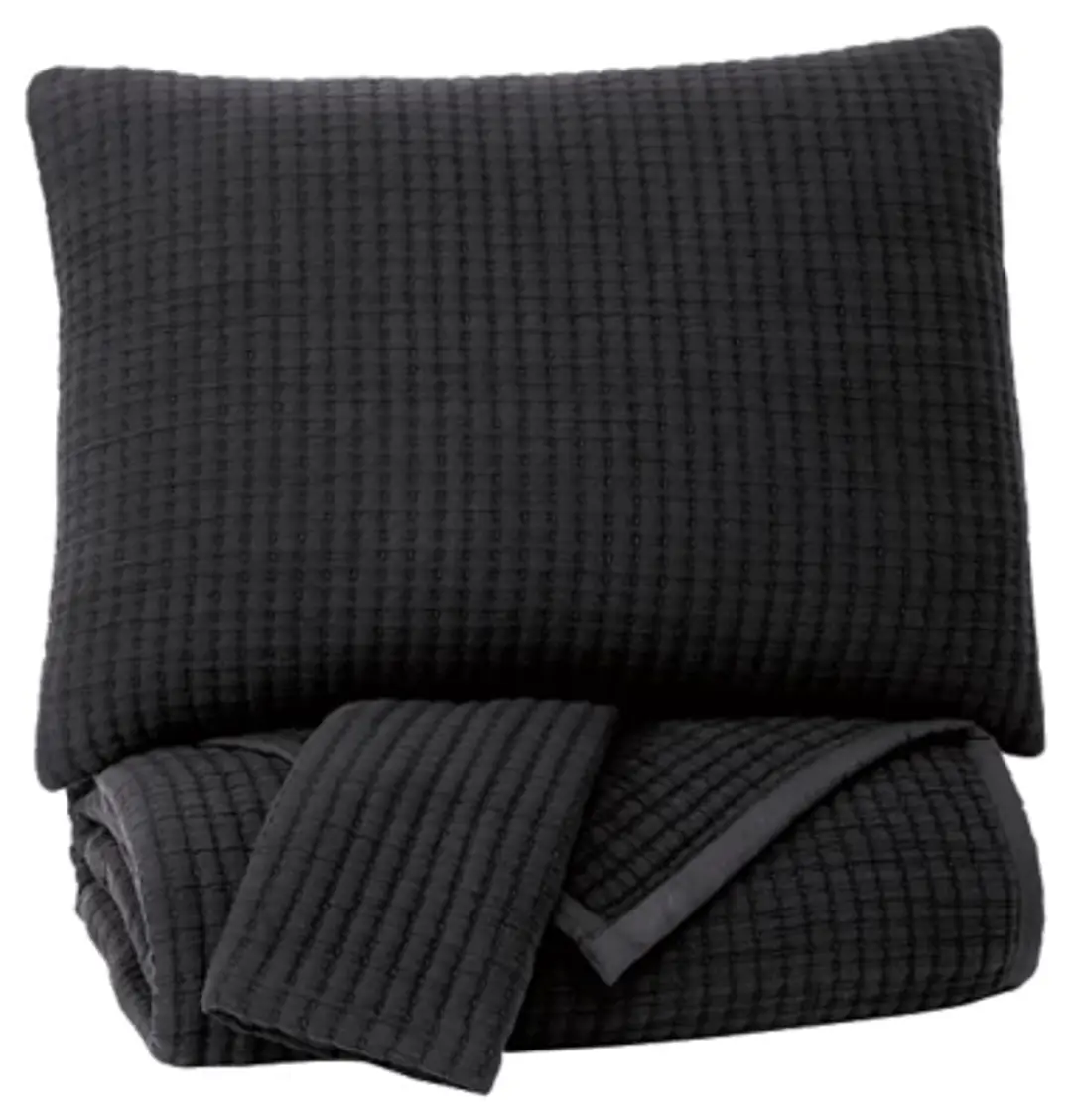 Thornam Black 3 Piece Coverlet Set Thornam Black 3 Piece Coverlet Set